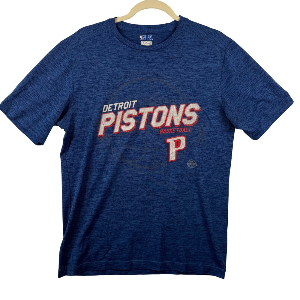NBA Mens M Detroit Pistons T Shirt Blue TX3 Cool Distressed Graphic Basketball